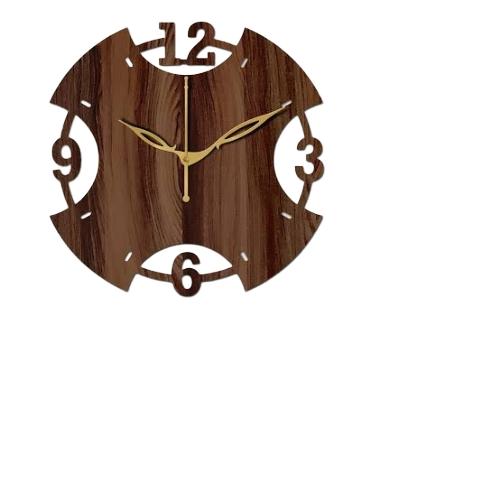 Designer Wall Clock - Wooden, Dark Brown Frame | Silent Sweep Movement, Classic Analog Display