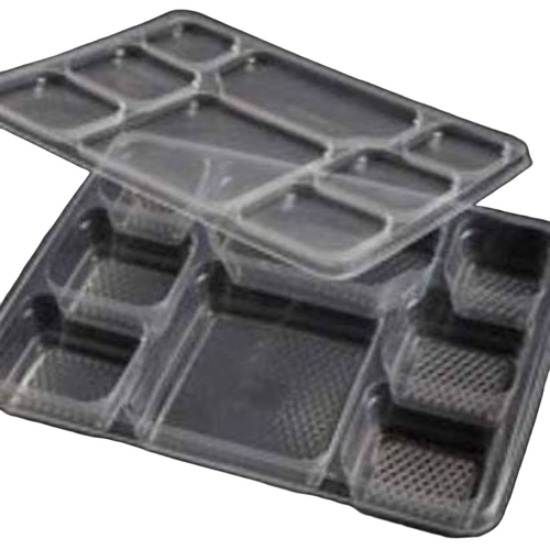 Plates And Food Trays - Plastic, Transparent | Durable, Lightweight, Heat Resistant, Non-Toxic, Easy Cleaning, Stackable, Spill Resistant, Eco Friendly