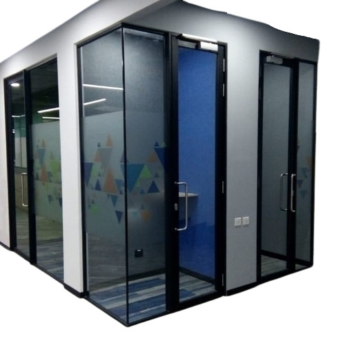Aluminium Glass Door - Aluminum Alloy, Standard Size, Black | Swing Entry Door, Left Lock Handle, Fine Finished, Durable