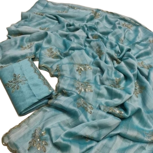 Blue Embroidered Saree
