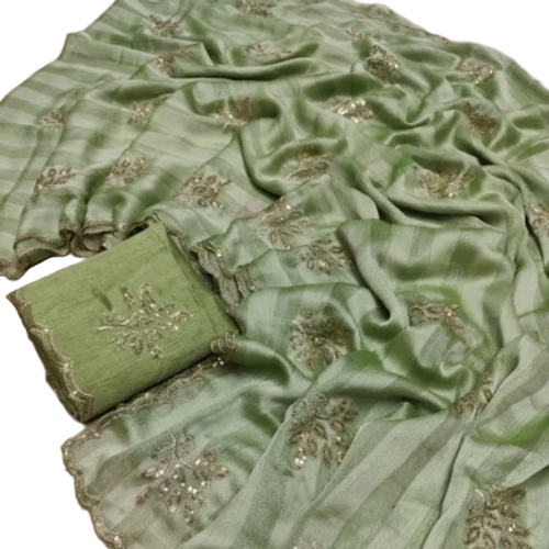 Green Embroidered Saree