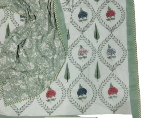 Hand Block Printed Cotton Dohar - Size: Full