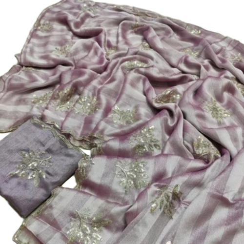 Purple Embroidered Saree