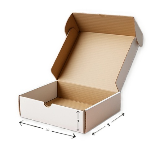 Plain Corrugated Box - Paper, Square, White, Brown Print | Durable, Lightweight, Shock Resistant, Eco Friendly