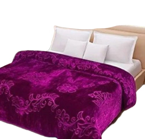 Purple Printed Double Bed Mink Blanket - Age Group: Adults