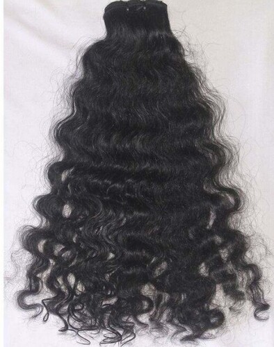 Machine Weft Hair - Human Hair, Curly, Black | Durable, Soft Texture, Tangle Resistant, Heat Resistant