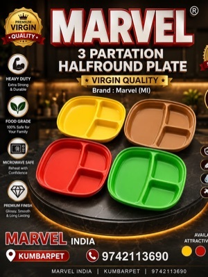 Plastic Compartment Plates - Color: Multicolour