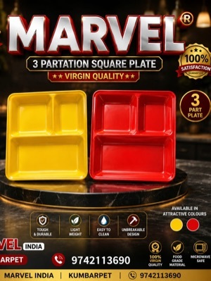 Square Shape Plastic Plates - Color: Multicolour