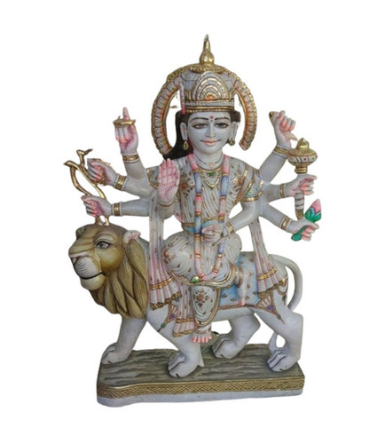 Durga Statue - Marble Standard Size White | Durable Eco-Friendly Water Resistant Tabletop & Floor Placement