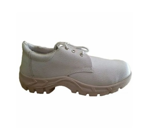 Leather Safety Shoes - Leather, All Sizes, White | Comfort Fit, Slip Resistant, Lightweight, Low Heel