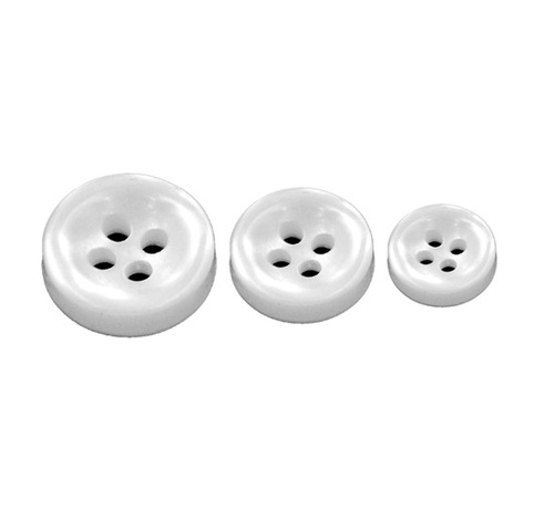 Shirt Button - Polyester, Standard Size, White | 4 Holes, Round, Lightweight, Crack and Water Resistant, Pack of 500