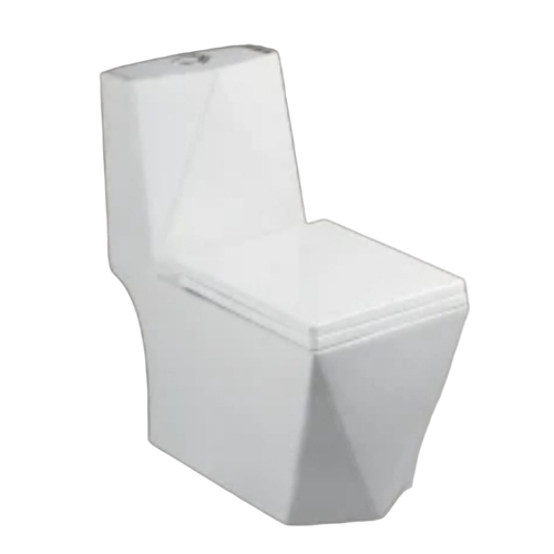 Ceramic Toilet - Standard Size, White, Glossy Finish | Easy To Use, Floor Mounted, One Piece