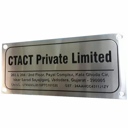 Identification Nameplates - Stainless Steel, Standard Size, Black & Silver, Screw Fixing, Anti-Rust, Polished Finish