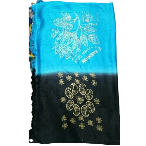 Multicolor Viscose Ladies Stole - Color: Blue & Black