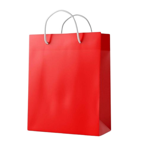 Paper Carry Bags - Kraft Paper, Standard Size, Red, Rope Handle | Biodegradable, Moisture Proof, Recyclable