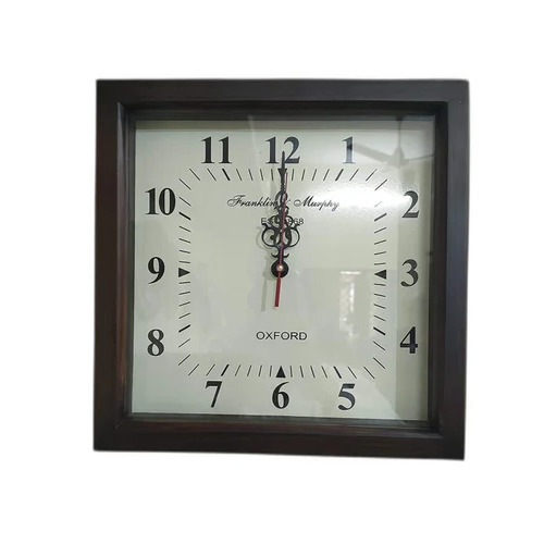 12 Inches Square Wood Wall Clock - Color: Black Frame