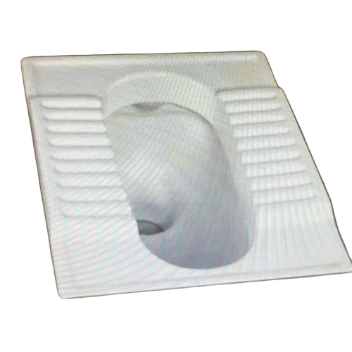 Indian Toilet Seat - Ceramic, White | Floor Mounted, Flush Operated, Soft Close, Water Efficient, S & P Trap Outlet, Compact Design, Easy Cleaning