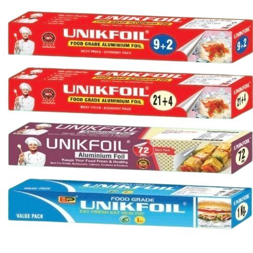 Unik Aluminum Foil - Food Grade Aluminum, Silver | Heat Resistant, Moisture Proof, Tear Resistant, Plastic Film Backing