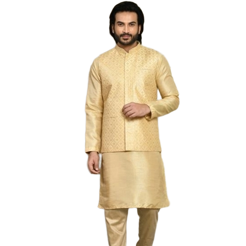 Art Silk Kurta Pajama Jacket Set