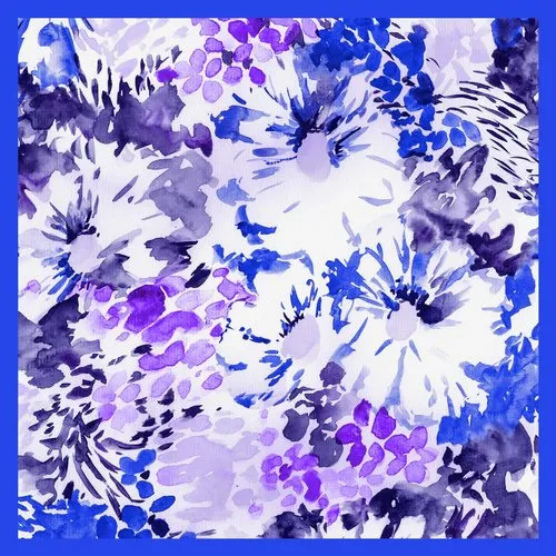 Floral Printed Polyester Georgette Scarf - Color: Blue