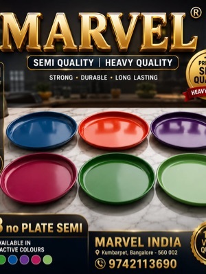 Heat Resistant Plastic Round Plate - Flexible, Color Retentive, Scratch & Stain Resistant, Food Safe