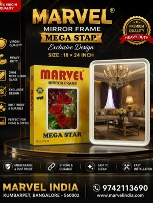 Square Mirrors - Glass with White Plastic Frame, Neat Square Shape | Clear Smooth Surface, Easy to Clean, Long Lasting Shine