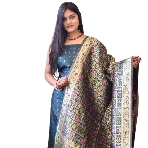 Banarasi Silk Suit - Customized Size, Multi Color | Breathable, Skin Friendly, Washable, Intricate Zari Work