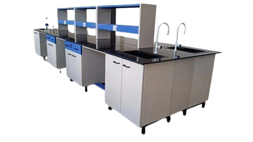 Laboratory Center Table - Stainless Steel 12x2.5 Feet Multi Color | Durable Scratch Resistant Adjustable Height