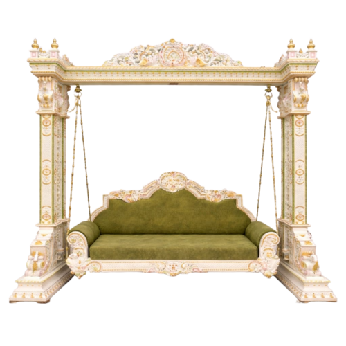 Royal Traditional Wooden Swing For Home - Teak Solid Wood, Natural Wood, Polished, Durable Termite Proof, No Assembly Required, Intricate Carvings