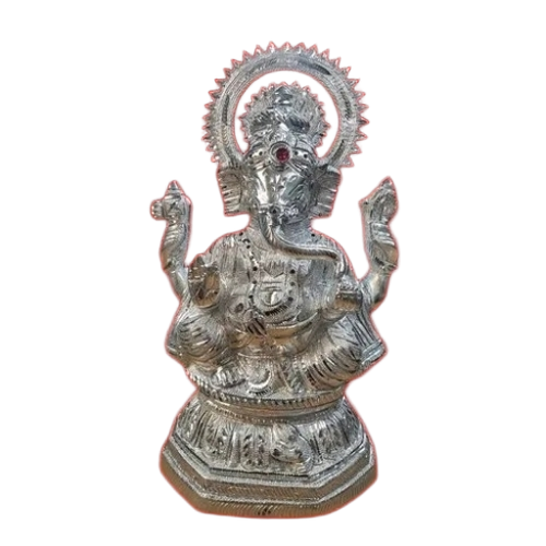 18 Inch Aluminium Ganesh Statue - Aluminium 18 Inch Silver | Durable Fine Finished Easy to Clean Free Stand