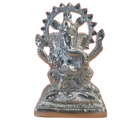 5.5inch Aluminium Ganesh Statue - Aluminium, 5.5 Inch, Silver | Fine Finished, Durable, Easy to Clean