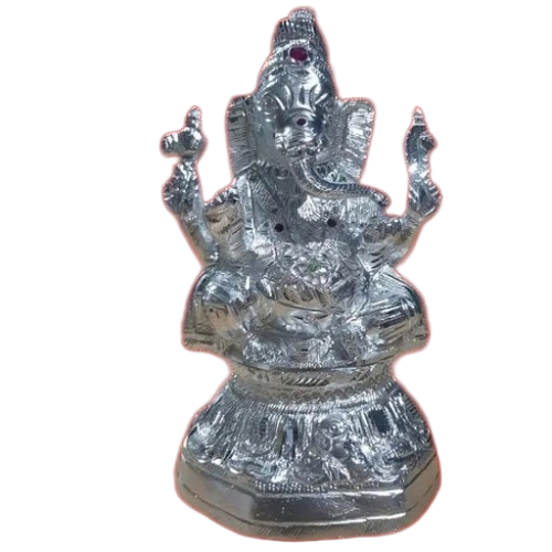 6 Inch Aluminium Ganesh Statue - Metal, Silver, Corrosion Resistant | Easy To Install, Durable, Fine Finished