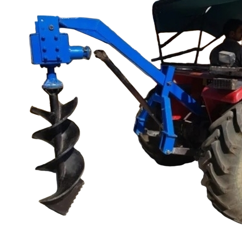 Tractor Post Hole Digger - Stainless Steel, Black, Diesel Powered | Heavy Duty, Hand Crank, Durable