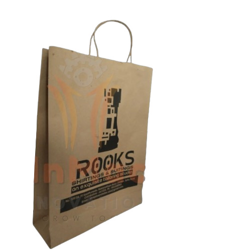 Kraft Paper Bag - Kraft Paper, Brown, Rectangle | Eco Friendly, Moisture Proof, Patch Handle, 1 kg Load Capacity