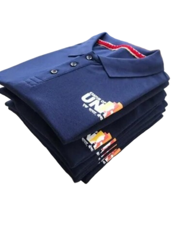 Polo T Shirt - Breathable Fabric, Blue & Black, Sizes XS-XXXL | Classic Style, Soft Texture, Durable Stitching, Printed Pattern, Short Sleeves