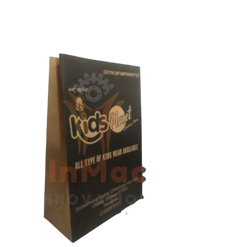 Printed Paper Bags - Kraft Paper Customized Size Brown Offset Print Disposable 1 Kg Load Capacity Fine Finished