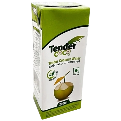 Tender Coconut Tetra Pack - 200ml Liquid 99.9% Purity | Fresh Very Good Quality Cool & Dry Storage