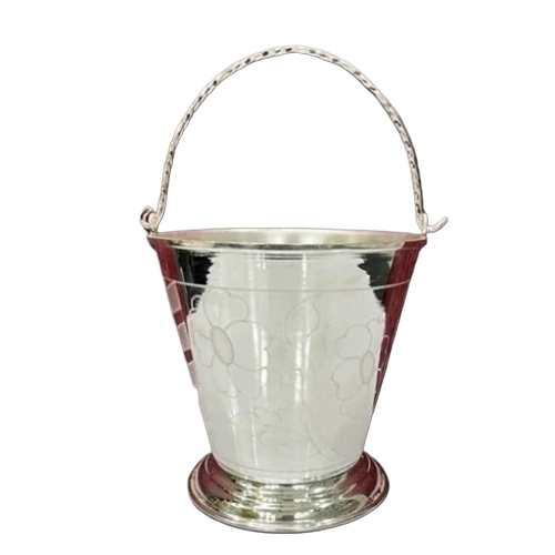 50 Inch German Silver Bucket - German Silver, 50 Inches, Silver | Floral Pattern, Standard Handle, Fine Finished, Durable