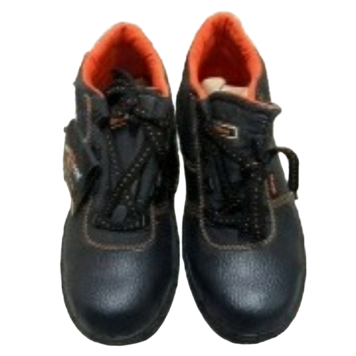 Black Leather Safety Shoes - Leather, Various Sizes, Black | Light Weight, Non Slippery, Low Heel