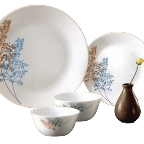 Dinner Set - Various Sizes White Color | Pattern Printed Crack Resistant Lightweight Polished Finish
