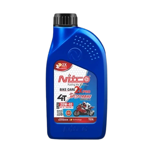 Bike Engine Oil - 1 Litre Bottle, 20W-40 Synthetic, Golden, Four Stroke, SL Grade