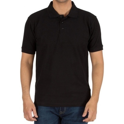 Mens T Shirts - Cotton Blend, S-XXXL, Black, Polo Collar, Quick Dry, Lightweight, Neatly Stitched