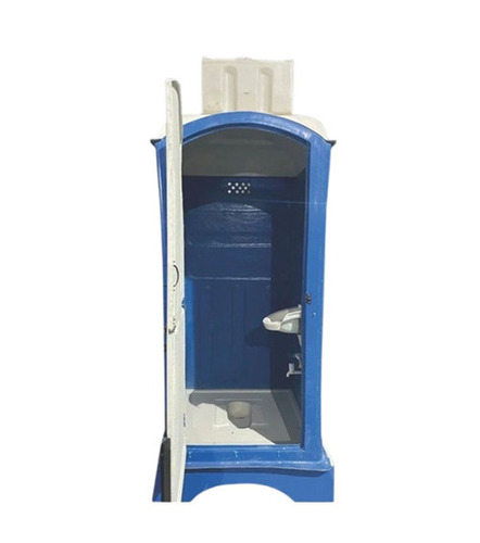 Portable Toilet Cabin - FRP Rectangular Standard Size, Blue & White, PVC Door and Window, FRP Floor and Roof, Wind and Water Resistant
