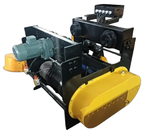 5 Ton Electric Wire Rope Hoist - Mild Steel, 11m Lift Height, 6 HP Motor, Yellow and Black, Electric Powered