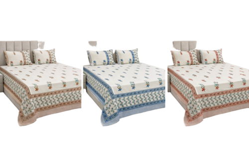 Sunflower Jaipuri Bedsheets - 100% Cotton, Single to King Size, Multi Color | Shrink Resistant, Washable, Modern Printed Pattern