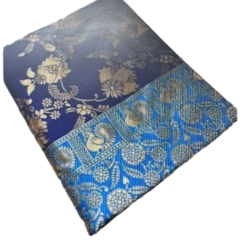 Fancy Silk Saree - Silk, Blue, Regular Fit | Embroidered Pattern, Lightweight, Soft, Breathable
