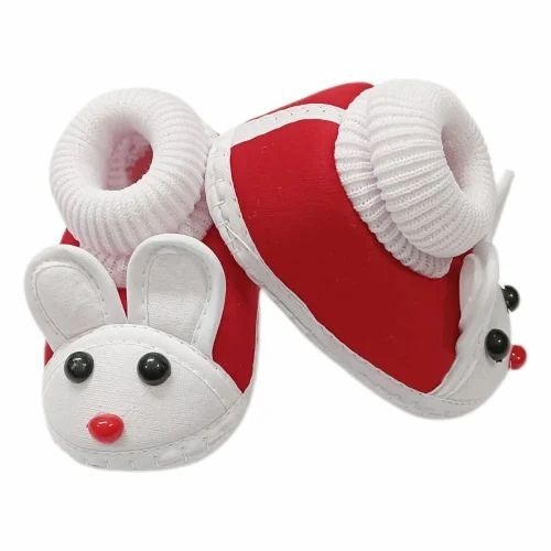 Lightweight Baby Booties - Cotton Blend All Size Red & White | Breathable Slip Resistant Comfortable for Long Wear