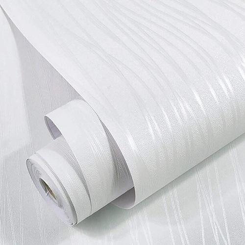 Self Adhesive Wallpaper - PVC, Standard Size, White | Modern Style, Machine Made, Easy to Install