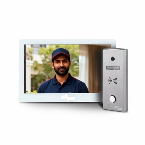 Video Door Phone - Plastic, White, 720p Resolution | High-Definition Indoor Camera, Automatic Wall Installation