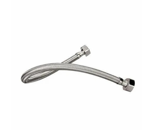 Stainless Steel Braided Hose - Stainless Steel, Standard Size, Silver | Polished Finish, Leak Resistant, Rigid Hardness, Industrial Use